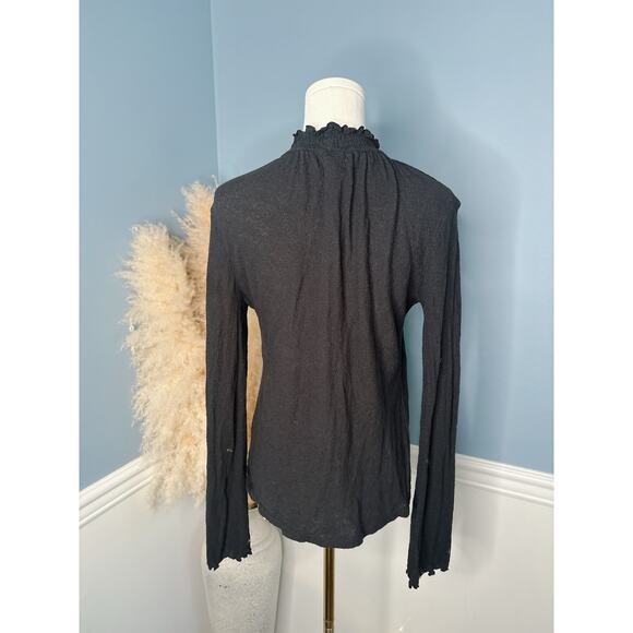 Madewell Texture & Thread Black Mock Neck Top Size Small Long Sleeve - Picture 6 of 8